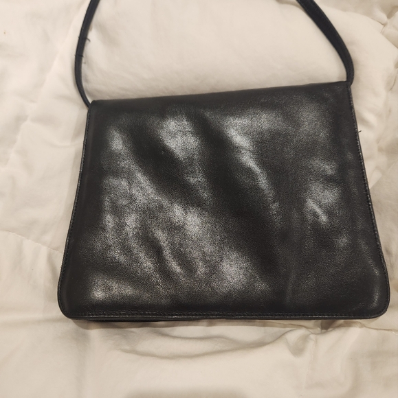 Vintage Etienne Aigner black leather Hand Made crossbody purse. Vintage Clutch - Picture 8 of 10